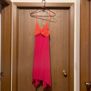 BCBG MazArizia Pink Orange Midi Dress
